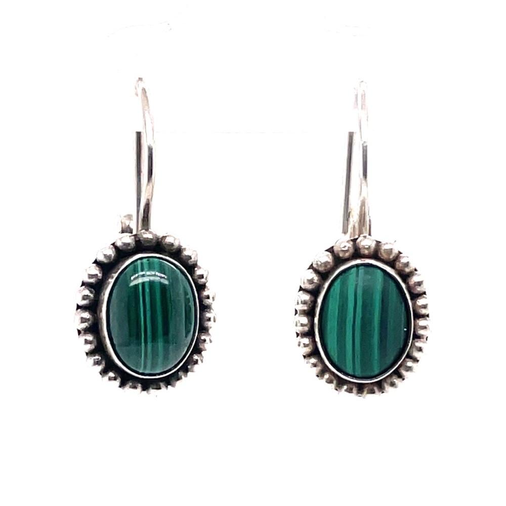 Vintage Sterling Silver Malachite Earrings ✨